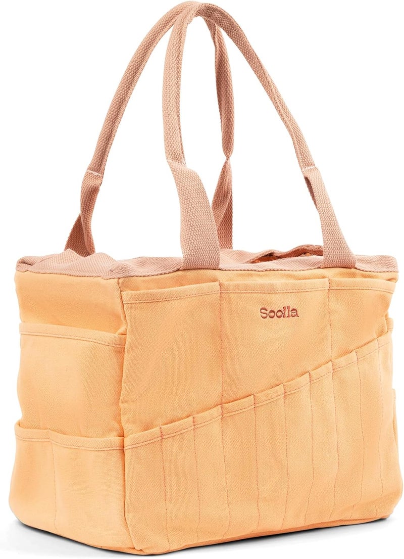 Soolla Studio Bag: Art Supply Storage Organizer & Pottery Tool Bag, Washable Craft Tote, Knitting Yarn, Crochet Projects, 30 Pockets, 15+ Canvas Colors, Artist Gift for Adults (Creamsicle Crush) - Image 2